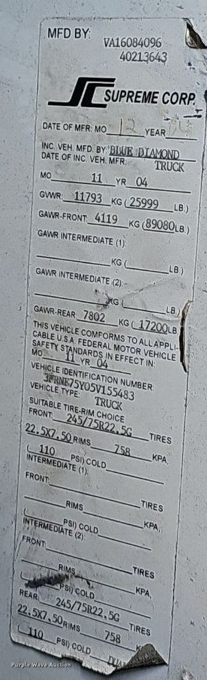 image for item DP6595 2005 Ford F750 Super Duty XL box truck