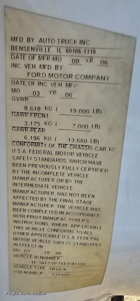 image for item DQ4464 2006 Ford F550 Super Duty XL utility / service truck