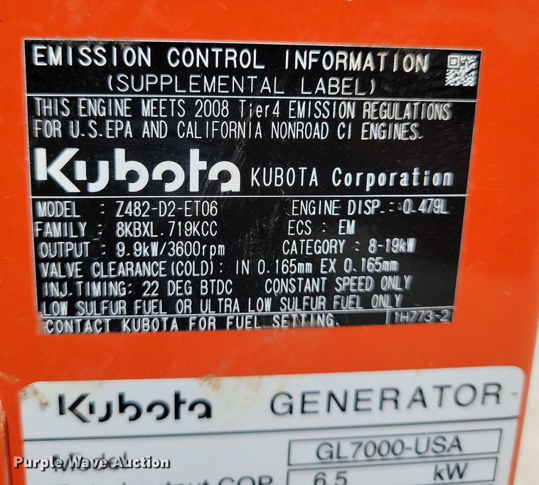 image for item DR4368 Kubota  Lowboy II GL7000 generator