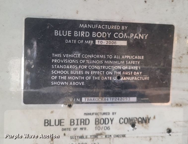 image for item DR4885 2007 Bluebird Vision school bus