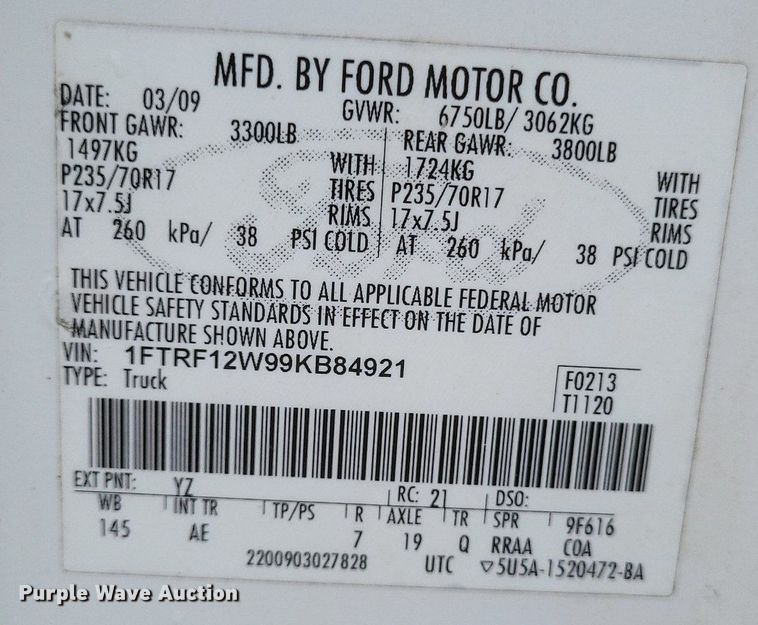 image for item DR4898 2009 Ford  F150 pickup truck