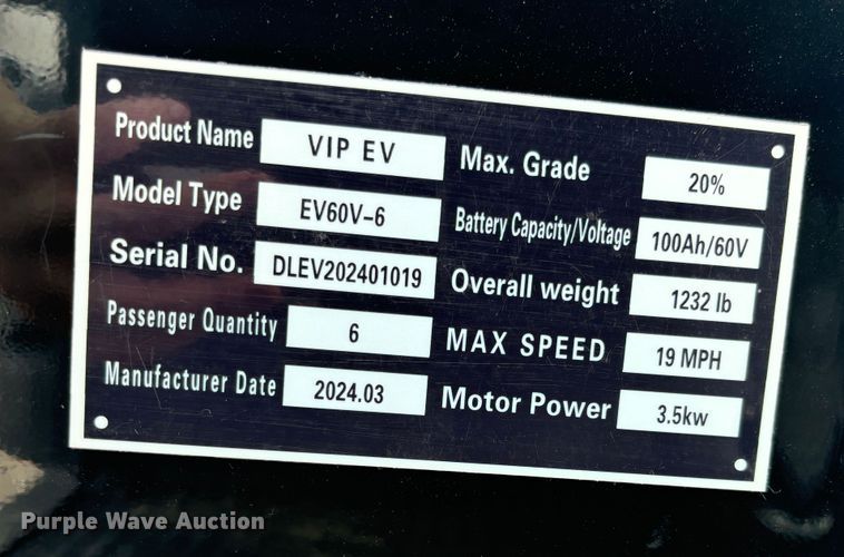 image for item DS2498 2024 VIP EV EV60V-6 golf cart