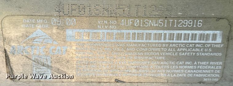 image for item DX0991 2001 Arctic Cat Mountain Cat snowmobile