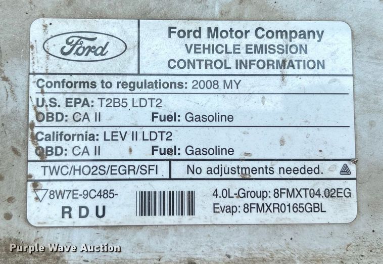 image for item EG0878 2008 Ford Ranger SuperCab pickup truck