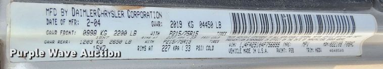 image for item EG9888 2004 Jeep Wrangler SUV