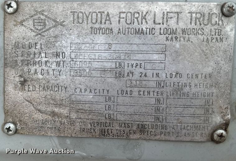 image for item EH4345 Toyota 42-4FG18 forklift