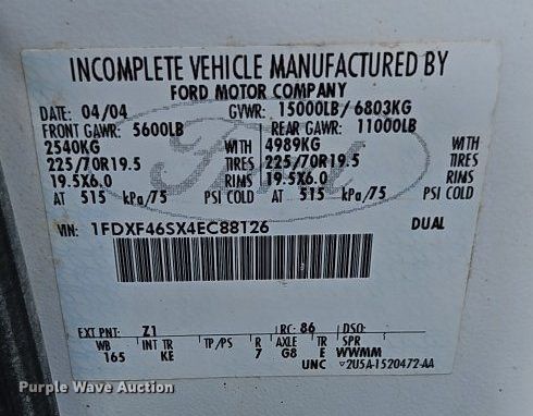 image for item EI3996 2004 Ford F450  Super Duty XL utility / service truck