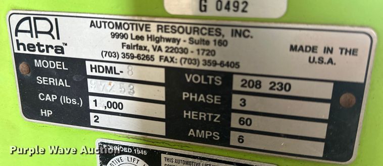 image for item EJ4428 (4) Automotive Resources ARI-hetra HDML-8 mobile lift 