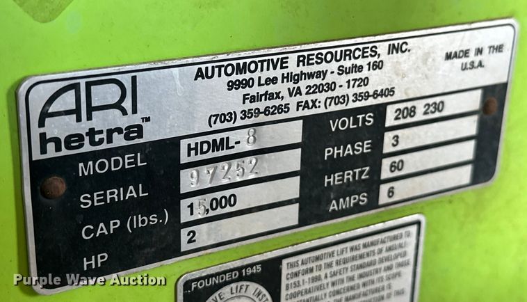 image for item EJ4428 (4) Automotive Resources ARI-hetra HDML-8 mobile lift 