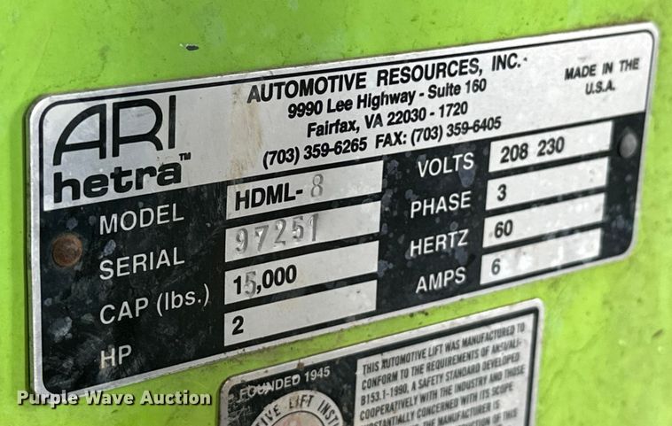 image for item EJ4428 (4) Automotive Resources ARI-hetra HDML-8 mobile lift 