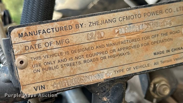 image for item EJ4441 2021 Zhejiang CF Moto CForce 600 Touring  ATV