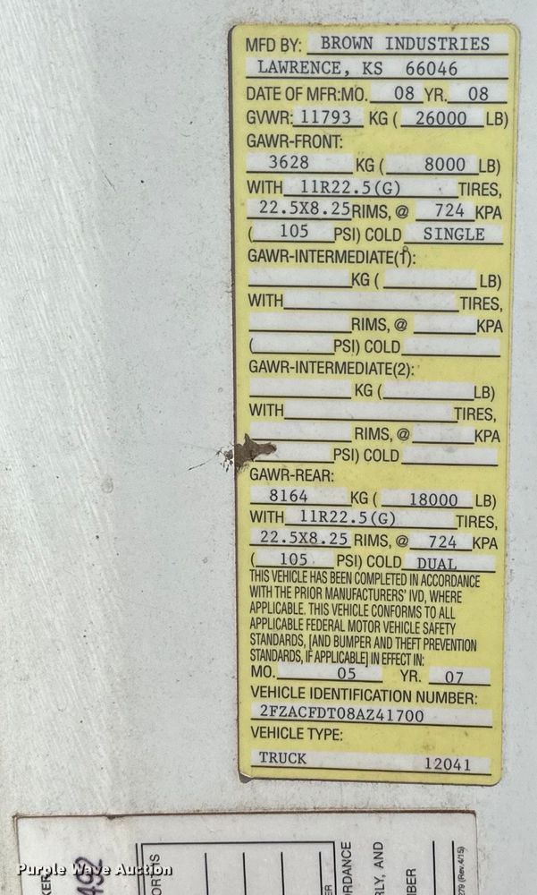 image for item EJ4465 2008 Sterling  Acterra  box truck