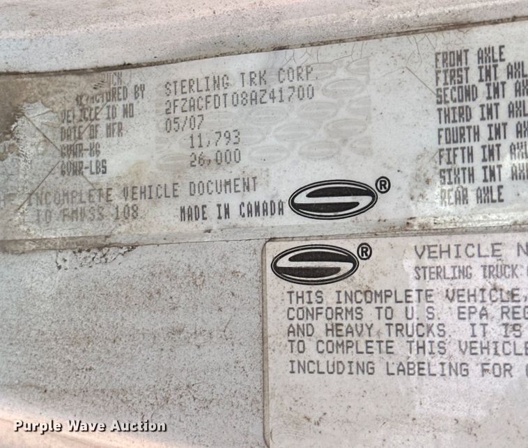 image for item EJ4465 2008 Sterling  Acterra  box truck