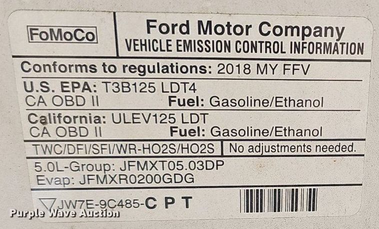 image for item EJ5772 2018 Ford F150 SuperCrew pickup truck