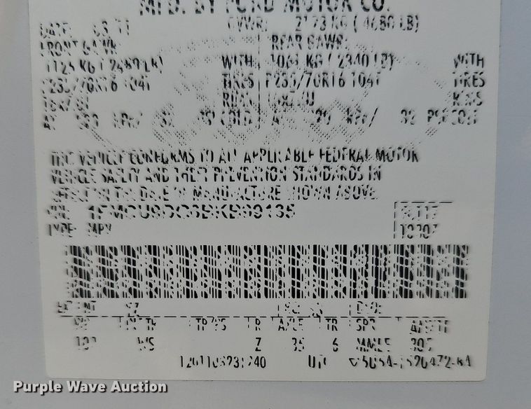 image for item EJ5773 2011 Ford  Escape SUV