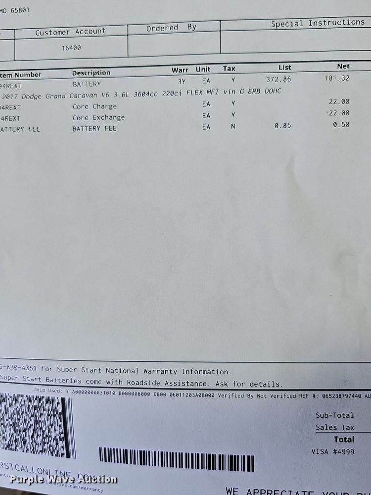 image for item EJ5774 2017 Dodge Grand Caravan van