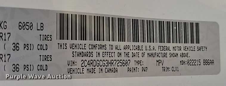 image for item EJ5776 2017 Dodge  Grand Caravan SXT van