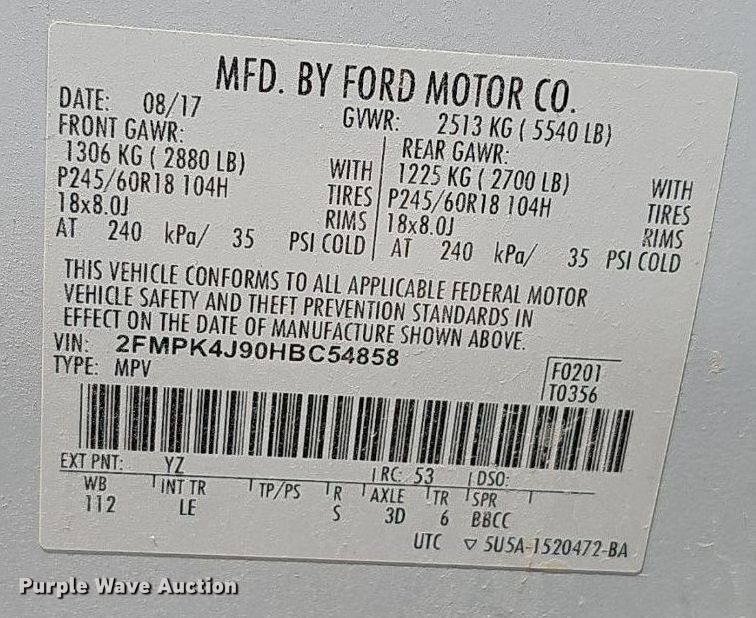 image for item EJ5777 2017 Ford Edge SEL SUV