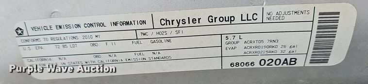 image for item EJ5813 2010 Dodge Ram 1500 Crew Cab pickup truck