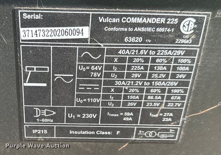 image for item EJ6423 Vulcan Commander 225  Welder 