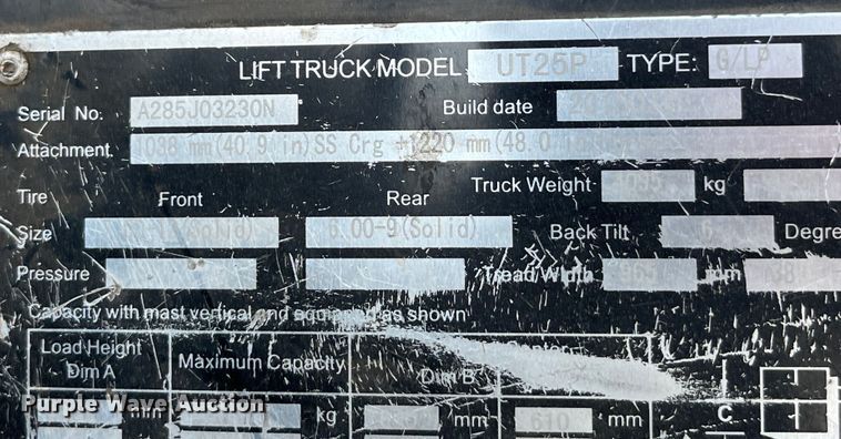 image for item EK8852 Utilev UT25P forklift