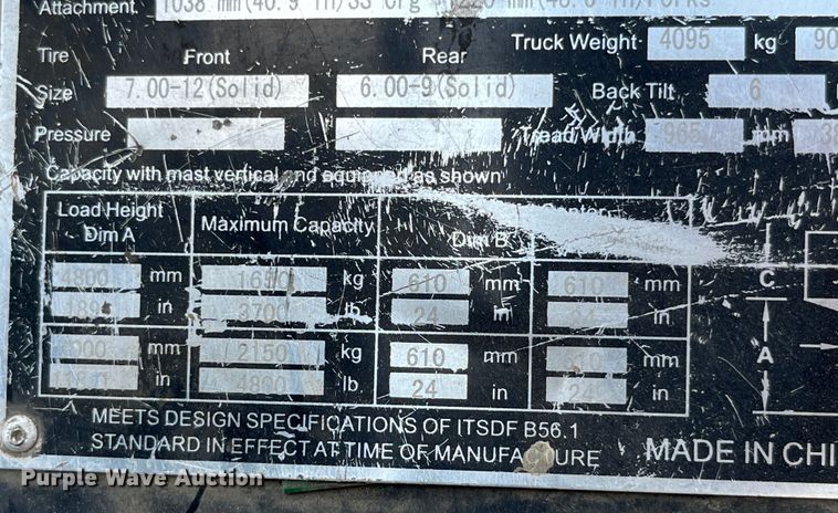 image for item EK8852 Utilev UT25P forklift