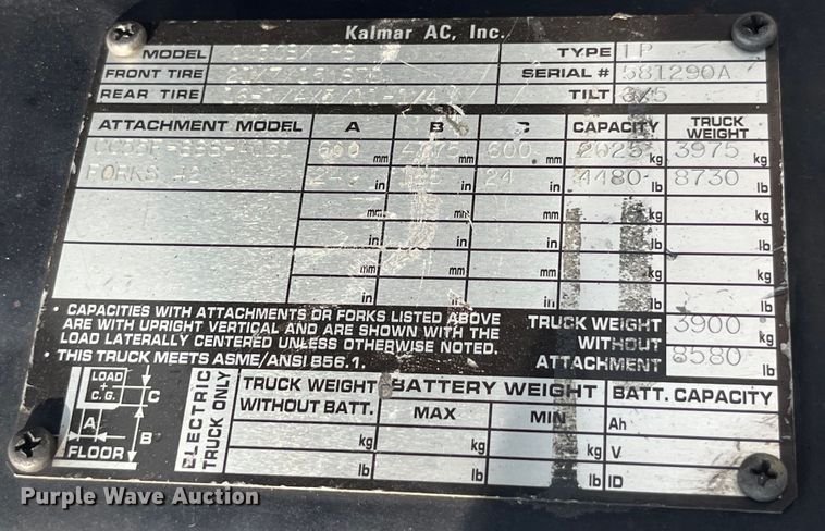 image for item EK8854 Kalmar C 50BX PS forklift