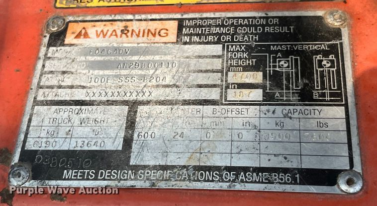 image for item EK8857 Nissan  F04G40V forklift