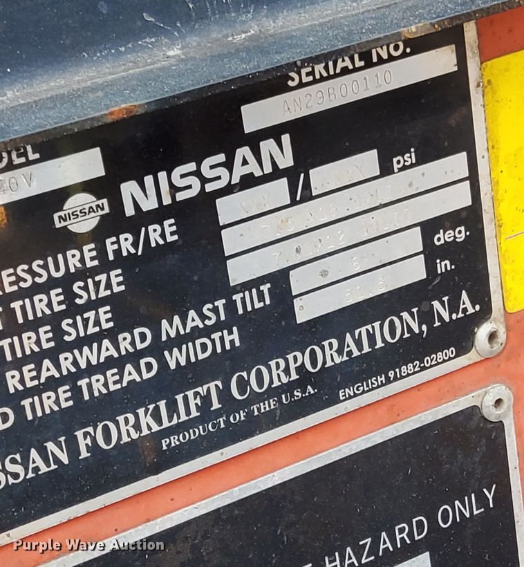 image for item EK8857 Nissan  F04G40V forklift