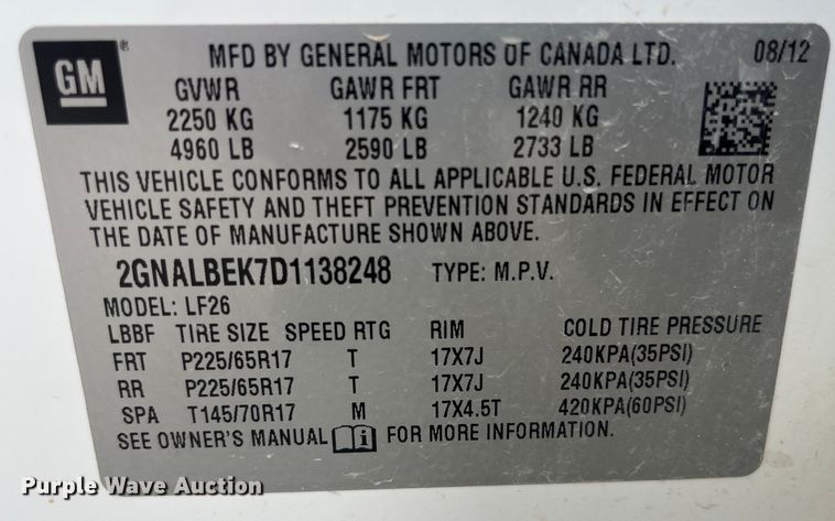 image for item EK8874 2013 Chevrolet  Equinox Ls SUV