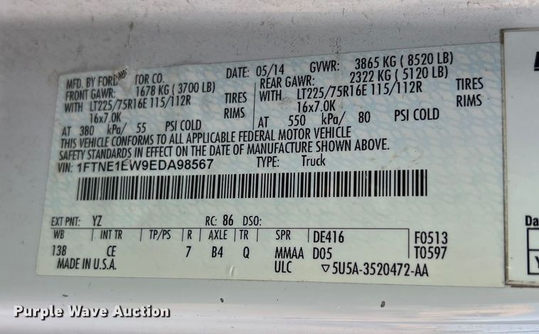 image for item LV9016 2014 Ford E150 van