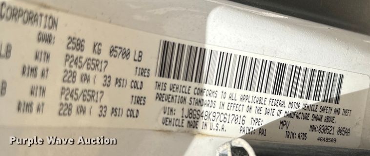 image for item NQ9641 2007 Jeep Grand Cherokee Laredo  SUV