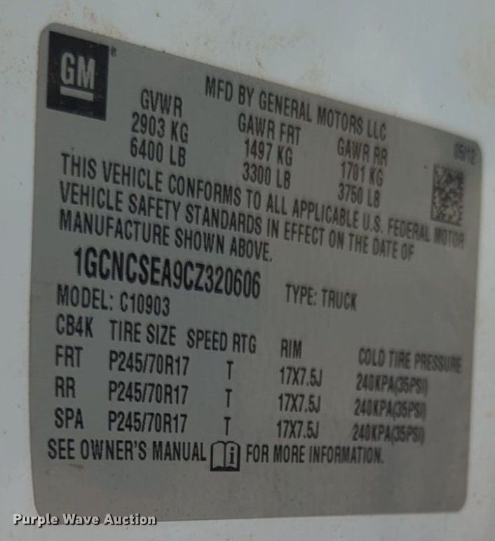 image for item NW9598 2012 Chevrolet 2SC pickup truck