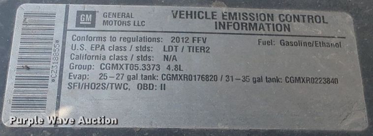 image for item NW9599 2012 Chevrolet 2SC pickup truck