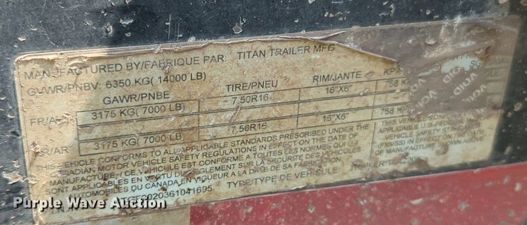 image for item NW9608 2006 Titan 20FT tilt deck equipment trailer