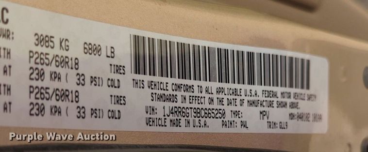 image for item NW9612 2011 Jeep Grand Cherokee Overland SUV