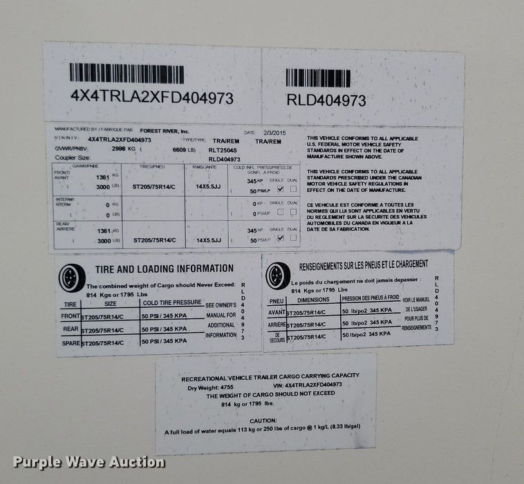 image for item NZ9825 2015 Forest River Lockwood 2504S camper