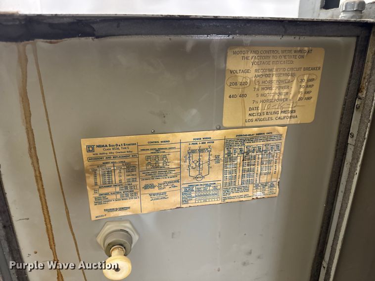 image for item OF9890 Nichols Baling Presses EA30485HDFP cardboard compactor/baler