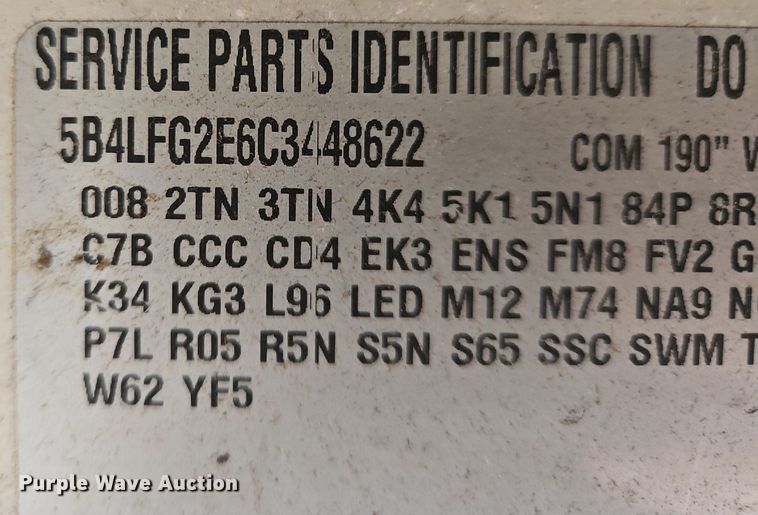 image for item OJ9783 2012 Workhorse  W62 delivery truck