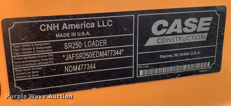 image for item DM1749 2013 Case SR250 skid steer loader