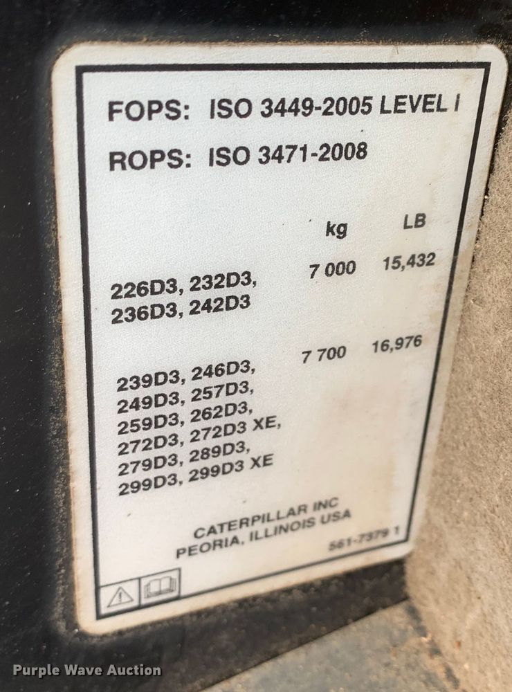 image for item DM7952 2021 Caterpillar 259D3 tracked skid steer loader