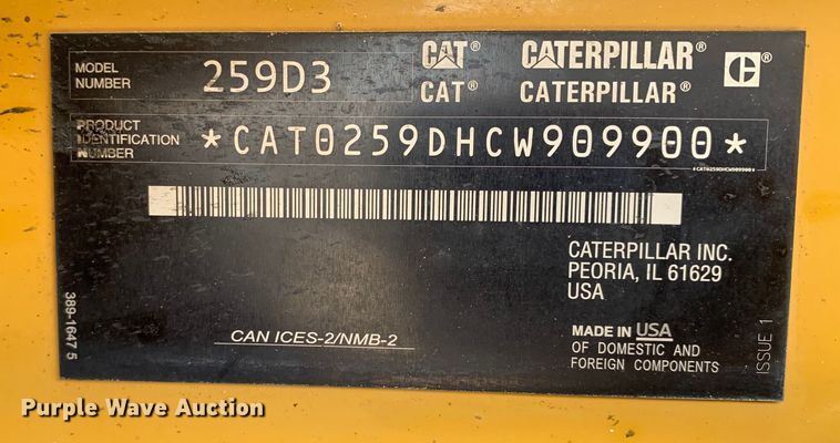 image for item DM7952 2021 Caterpillar 259D3 tracked skid steer loader