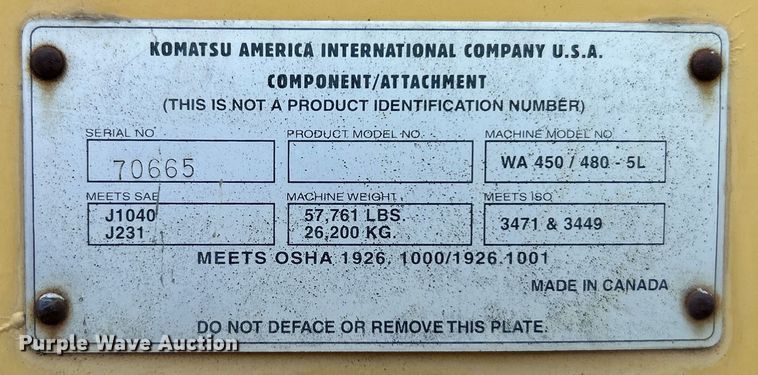 image for item DO6608 2002 Komatsu WA450 wheel loader