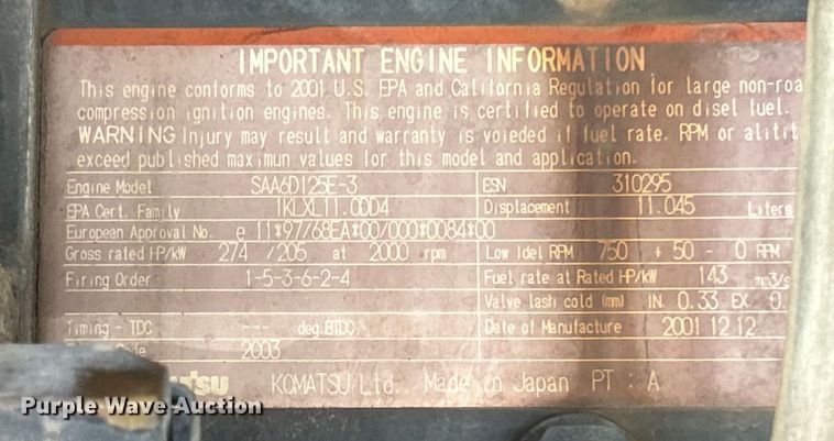 image for item DO6608 2002 Komatsu WA450 wheel loader