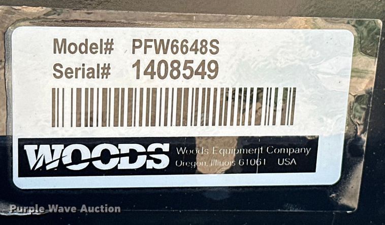 image for item DO7154 2022 Woods 6600 skid steer forks