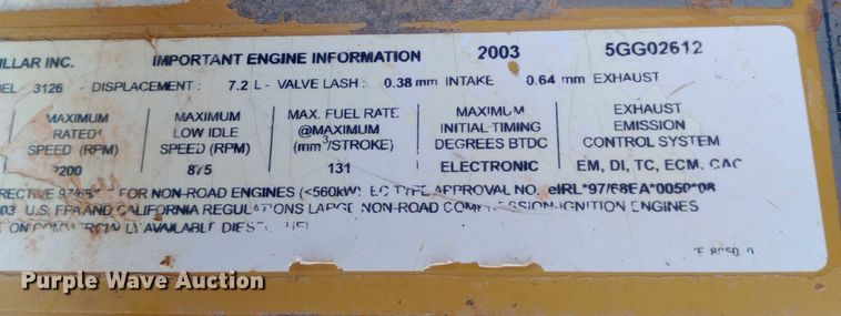 image for item DP1277 2003 Caterpillar 322CL excavator