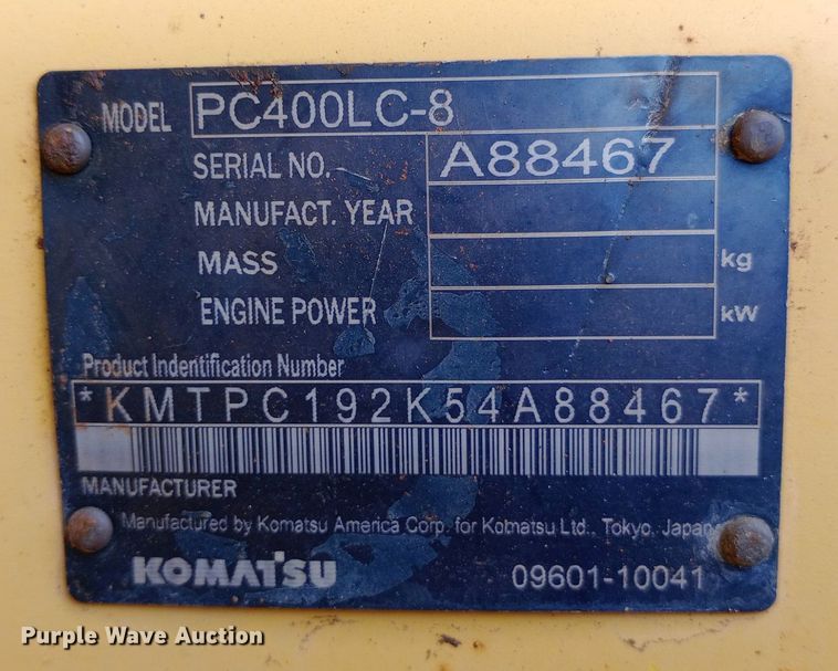 image for item DP1280 2009 Komatsu PC400LC-8 excavator