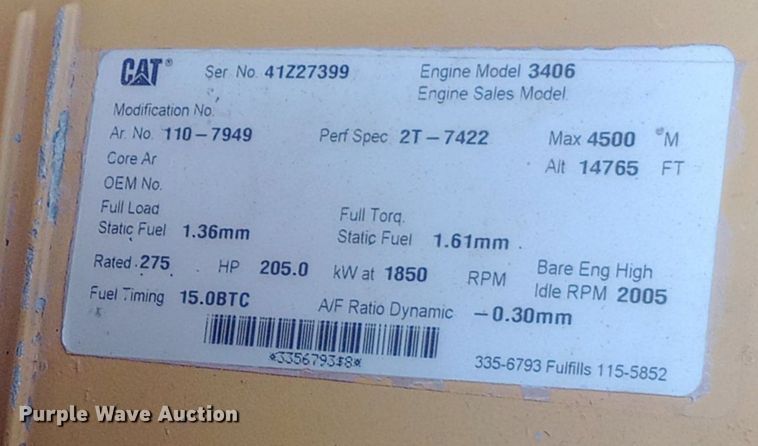 image for item DP1282 1987 Caterpillar 16G motor grader