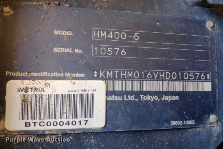 image for item DP1286 2017 Komatsu HM400-5 haul truck