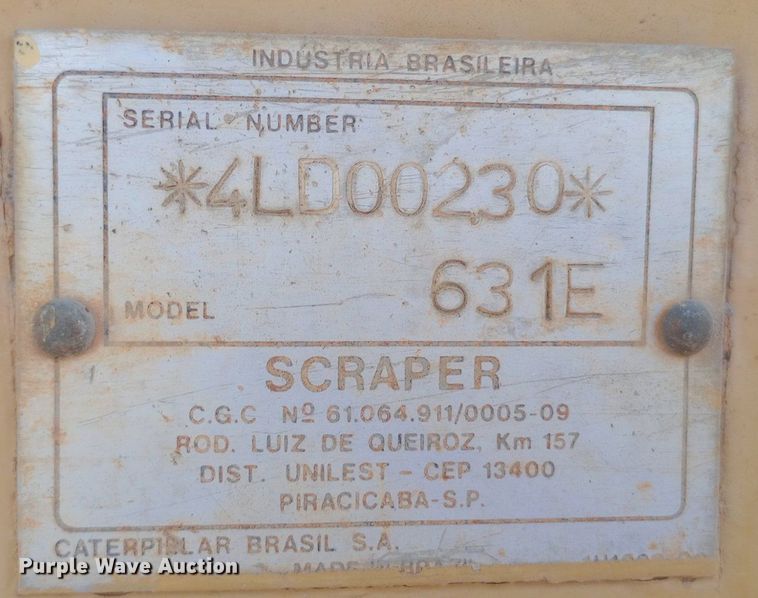 image for item DP1287 1988 Caterpillar  631E conventional scraper bed